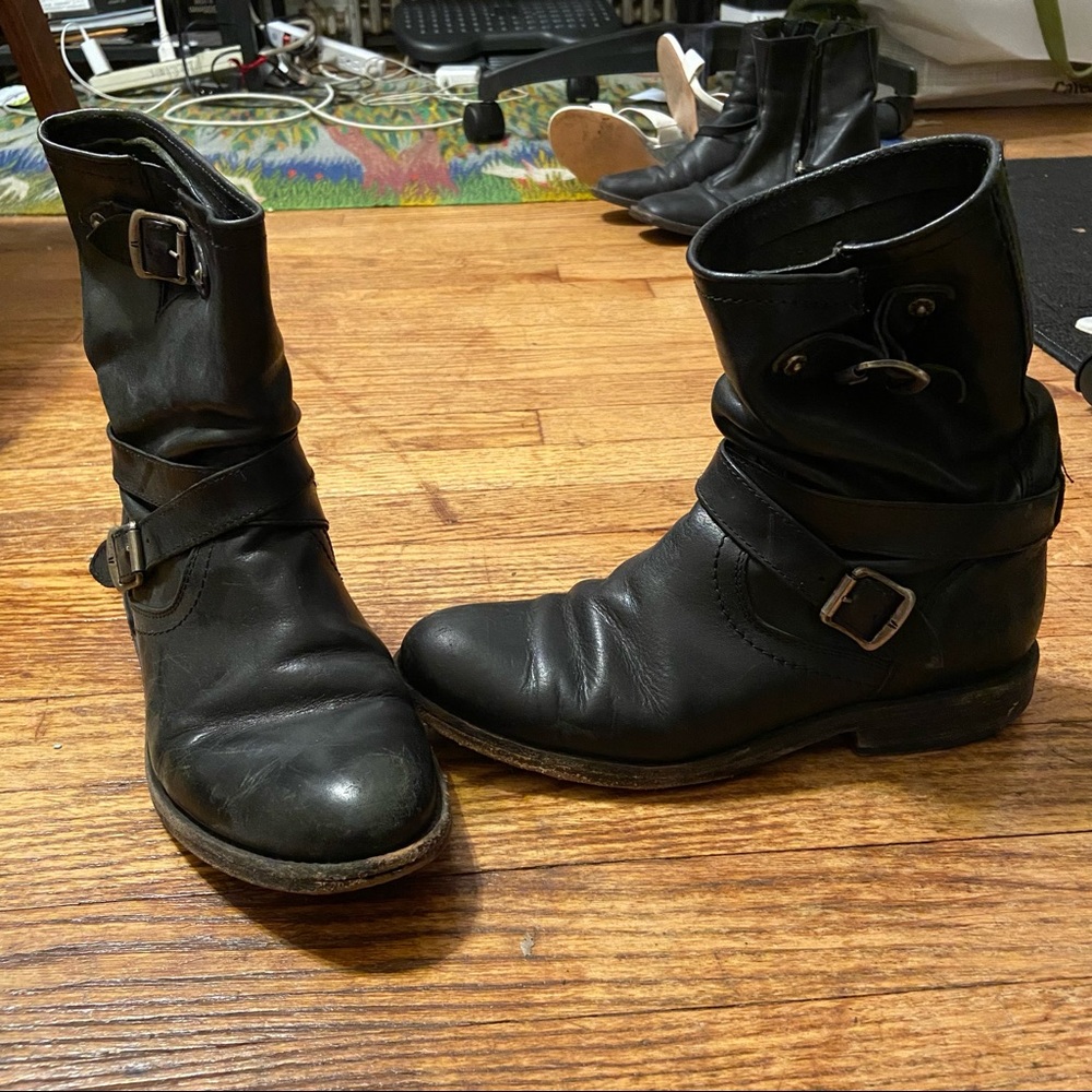 Frye leather vintage moto boots